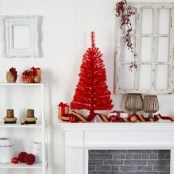 3ft. Pre-Lit Red Artificial Christmas Tree, Warm White LED Lights -Michaels Shop D478855S 10