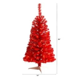 3ft. Pre-Lit Red Artificial Christmas Tree, Warm White LED Lights -Michaels Shop D478855S 2