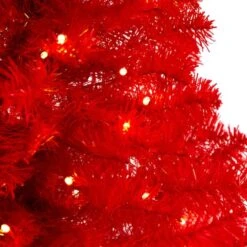 3ft. Pre-Lit Red Artificial Christmas Tree, Warm White LED Lights -Michaels Shop D478855S 4