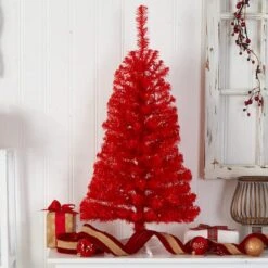 3ft. Pre-Lit Red Artificial Christmas Tree, Warm White LED Lights -Michaels Shop D478855S 8