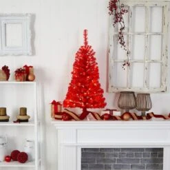 3ft. Pre-Lit Red Artificial Christmas Tree, Warm White LED Lights -Michaels Shop D478855S 9
