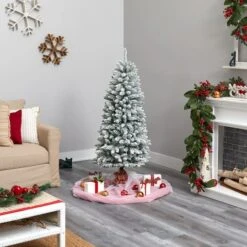 5ft. Pre-Lit Flocked Montreal Fir Artificial Christmas Tree, Warm White LED Lights -Michaels Shop D478858S 10