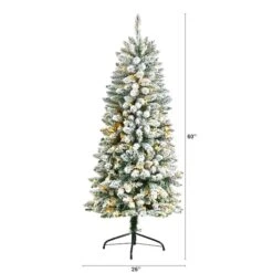 5ft. Pre-Lit Flocked Montreal Fir Artificial Christmas Tree, Warm White LED Lights -Michaels Shop D478858S 2