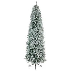 9ft. Pre-Lit Slim Flocked Montreal Fir Artificial Christmas Tree, White LED Lights -Michaels Shop D478861S 3
