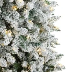 9ft. Pre-Lit Slim Flocked Montreal Fir Artificial Christmas Tree, White LED Lights -Michaels Shop D478861S 4