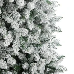 9ft. Pre-Lit Slim Flocked Montreal Fir Artificial Christmas Tree, White LED Lights -Michaels Shop D478861S 5