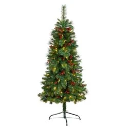 5ft. Pre-Lit Flat Back Montreal Mountain Pine Artificial Christmas Tree, White LED Lights -Michaels Shop D478865S 1 1