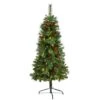 5ft. Pre-Lit Flat Back Montreal Mountain Pine Artificial Christmas Tree, White LED Lights -Michaels Shop D478865S 1