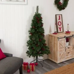 5ft. Pre-Lit Flat Back Montreal Mountain Pine Artificial Christmas Tree, White LED Lights -Michaels Shop D478865S 10