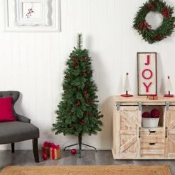 5ft. Pre-Lit Flat Back Montreal Mountain Pine Artificial Christmas Tree, White LED Lights -Michaels Shop D478865S 12