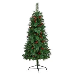 5ft. Pre-Lit Flat Back Montreal Mountain Pine Artificial Christmas Tree, White LED Lights -Michaels Shop D478865S 3