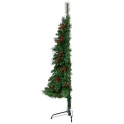 5ft. Pre-Lit Flat Back Montreal Mountain Pine Artificial Christmas Tree, White LED Lights -Michaels Shop D478865S 4
