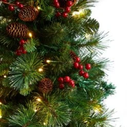 5ft. Pre-Lit Flat Back Montreal Mountain Pine Artificial Christmas Tree, White LED Lights -Michaels Shop D478865S 5