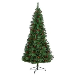 7ft. Pre-Lit Flat Back Montreal Mountain Pine Artificial Christmas Tree, White LED Lights -Michaels Shop D478868S 3