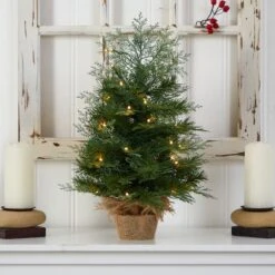 2ft. Pre-Lit Artificial Christmas Tree In Burlap Base, Warm White LED Lights -Michaels Shop D478875S 4