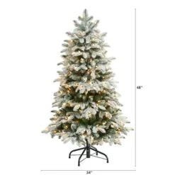 4ft. Pre-Lit Flocked North Carolina Fir Artificial Christmas Tree, Clear Lights -Michaels Shop D478882S 2