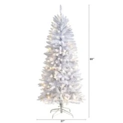 5ft. Pre-Lit White Artificial Christmas Tree, Warm White LED Lights -Michaels Shop D478908S 2