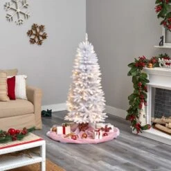 5ft. Pre-Lit White Artificial Christmas Tree, Warm White LED Lights -Michaels Shop D478908S 7