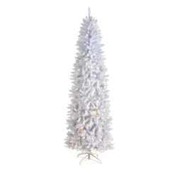 8ft. Pre-Lit White Artificial Christmas Tree, Warm White LED Lights -Michaels Shop D478910S 1 1