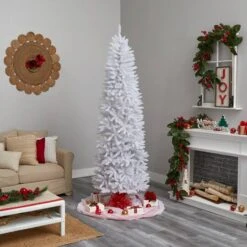 8ft. Pre-Lit White Artificial Christmas Tree, Warm White LED Lights -Michaels Shop D478910S 10