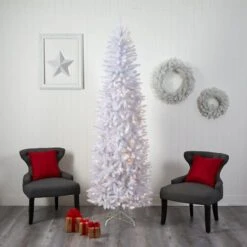 8ft. Pre-Lit White Artificial Christmas Tree, Warm White LED Lights -Michaels Shop D478910S 7