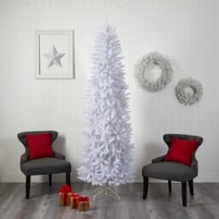 8ft. Pre-Lit White Artificial Christmas Tree, Warm White LED Lights -Michaels Shop D478910S 8