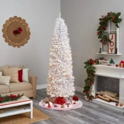 8ft. Pre-Lit White Artificial Christmas Tree, Warm White LED Lights -Michaels Shop D478910S 9