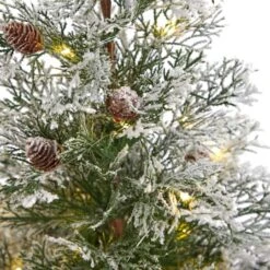 2ft. Pre-Lit Frosted Artificial Christmas Tree In Decorative Planter, Clear Lights -Michaels Shop D478947S 4