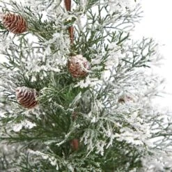 2ft. Pre-Lit Frosted Artificial Christmas Tree In Decorative Planter, Clear Lights -Michaels Shop D478947S 5