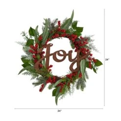 24" Red Joy & Berries Christmas Wreath -Michaels Shop D478979S 2