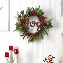 24" Red Joy & Berries Christmas Wreath -Michaels Shop D478979S 3