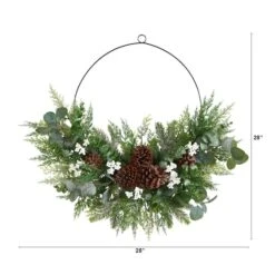 28" Christmas Pine, Eucalyptus & Berries Metal Circlet Wreath -Michaels Shop D478983S 2