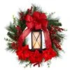 28" Poinsettia & Berry Holiday Lantern Christmas Wreath With LED Candle -Michaels Shop D478985S 1