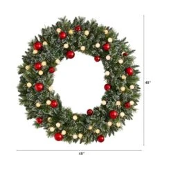 4ft. Oversized Pre-Lit Frosted Holiday Christmas Wreath With Ornaments -Michaels Shop D478987S 2