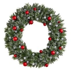 4ft. Oversized Pre-Lit Frosted Holiday Christmas Wreath With Ornaments -Michaels Shop D478987S 3