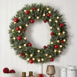 4ft. Oversized Pre-Lit Frosted Holiday Christmas Wreath With Ornaments -Michaels Shop D478987S 4