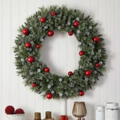 4ft. Oversized Pre-Lit Frosted Holiday Christmas Wreath With Ornaments -Michaels Shop D478987S 5