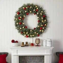 4ft. Oversized Pre-Lit Frosted Holiday Christmas Wreath With Ornaments -Michaels Shop D478987S 6