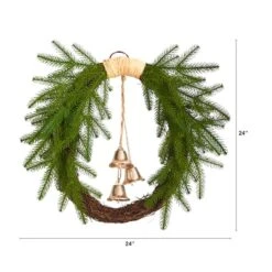 24" Holiday Christmas Pine And Hanging Bells Wreath -Michaels Shop D478988S 2