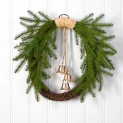24" Holiday Christmas Pine And Hanging Bells Wreath -Michaels Shop D478988S 3