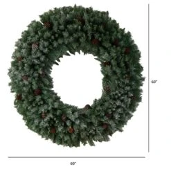 5ft. Clear LED Lights Flocked Artificial Christmas Wreath With Pinecones -Michaels Shop D478991S 2