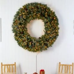 5ft. Clear LED Lights Flocked Artificial Christmas Wreath With Pinecones -Michaels Shop D478991S 4