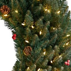 4ft. Clear LED Lights Flocked Artificial Christmas Wreath With Pinecones & Berries -Michaels Shop D478994S 4