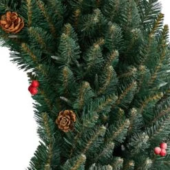 4ft. Clear LED Lights Flocked Artificial Christmas Wreath With Pinecones & Berries -Michaels Shop D478994S 5