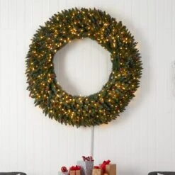 5ft. Clear LED Lights Flocked Artificial Christmas Wreath With Pinecones & Berries -Michaels Shop D478997S 4