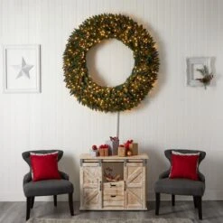 5ft. Clear LED Lights Flocked Artificial Christmas Wreath With Pinecones & Berries -Michaels Shop D478997S 6