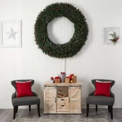 5ft. Clear LED Lights Flocked Artificial Christmas Wreath With Pinecones & Berries -Michaels Shop D478997S 7