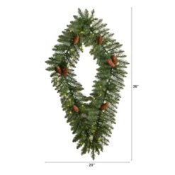 3ft. White LED Lights Holiday Geometric Christmas Diamond Wreath With Pinecones -Michaels Shop D479002S 2