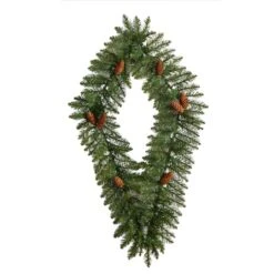 3ft. White LED Lights Holiday Geometric Christmas Diamond Wreath With Pinecones -Michaels Shop D479002S 3