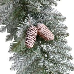 3ft. White LED Lights Geometric Diamond Christmas Frosted Wreath With Pinecones -Michaels Shop D479003S 5